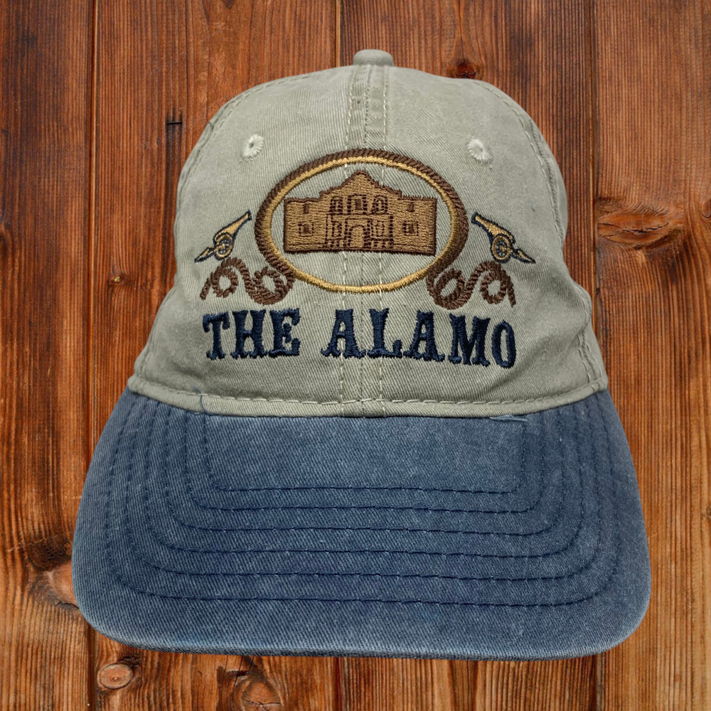 The Alamo San Antonio Texas Cotton Strapback Hat Souvenir Cap Khaki Blue